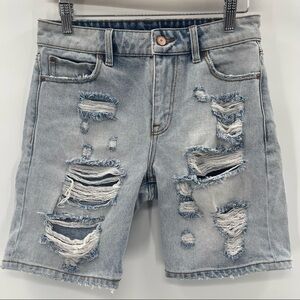 ASOS Distressed Light Wash Denim Shorts Size 28